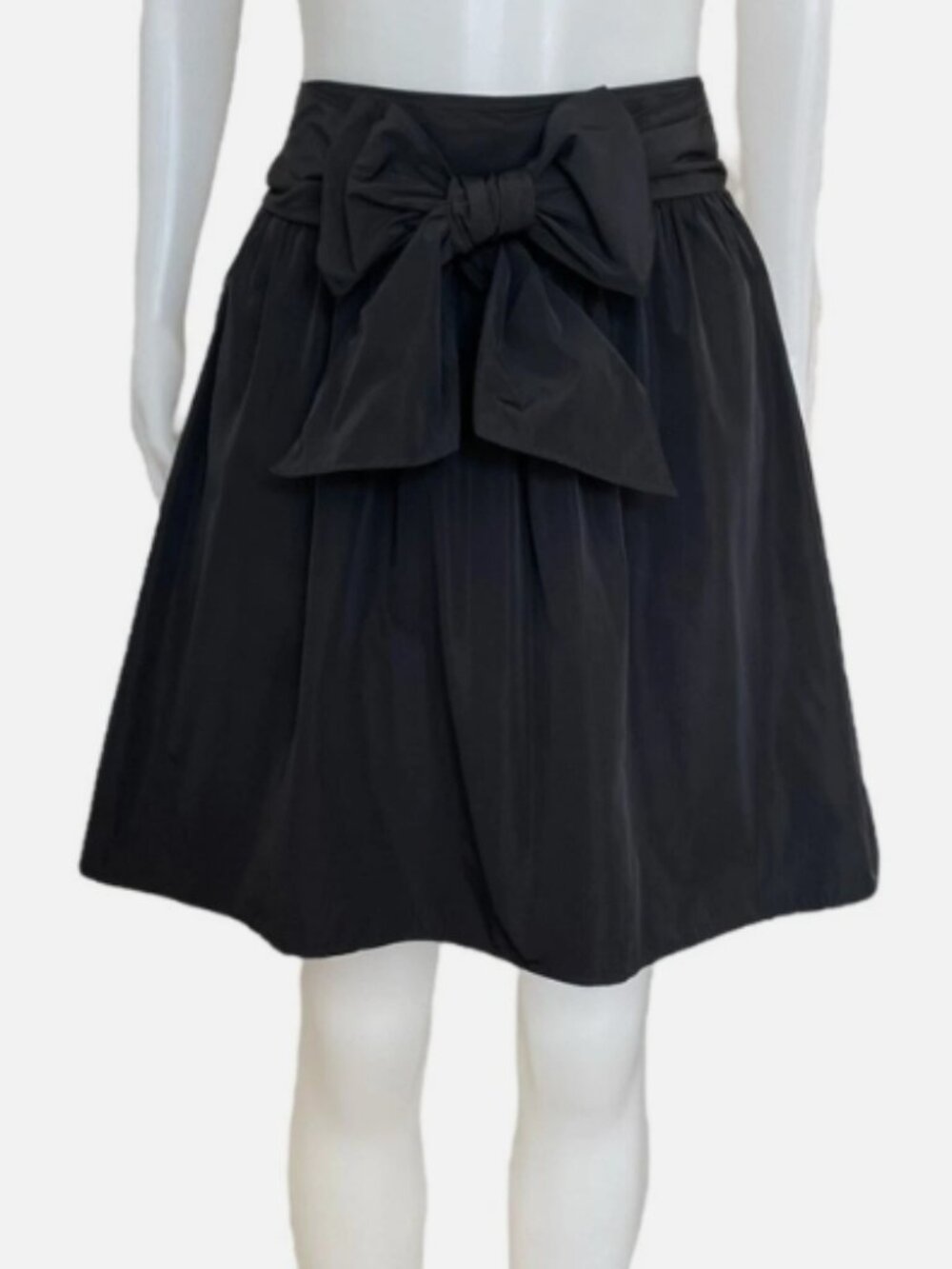 Express Taffeta Bow Aline Mini Skirt Black Flare Zip Closure Tie Belt Size 0